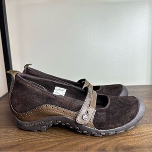Merrell Brown Suede Plaza Bandeau Mary Jane Wedges Sz 9
